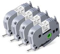 Weemay Paquete de 4 cintas TZe-221 TZe221 compatibles con Brother TZ Tape de 9 mm 0.35 blanco laminado TZe TZ TZ221 TZ-221 3/8 cinta laminada estándar para P Touch PT-D210 PT-D200 PT-H110 PT-D400 Label Make