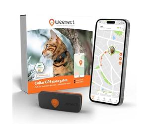 Weenect Cat XS - Nuevo GPS para Gatos | Mini rastreador GPS en Tiempo Real | El más pequeño del Mercado | Suscripción | Collar Incluido | Garantía de por Vida