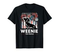 Weenie The People, perro salchicha, perro salchicha, fuegos artificiales patrióticos estadounidenses Camiseta