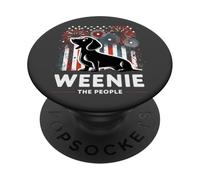 Weenie The People, perro salchicha, perro salchicha, fuegos artificiales patrióticos estadounidenses PopSockets PopGrip Adhesivo