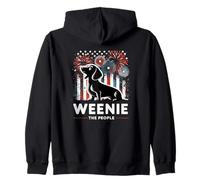 Weenie The People, perro salchicha, perro salchicha, fuegos artificiales patrióticos estadounidenses Sudadera con Capucha