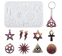 Weenkeey Moldes epoxi con colgante de estilo punk, diseño de estrella, sol, Anka, cruz de resina, moldes mágicos, molde de fundición para manualidades, joyas, pendientes, llavero