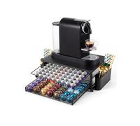 Weenkler Soporte para cápsulas de café con cajón de almacenamiento de 2 niveles - Estación de café compatible con cápsulas y máquinas Nespresso - 39,5 x 25,5 x 16,5 cm