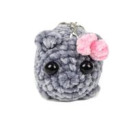 Weenwill Llavero de Hámster Triste,Sad Hamster Meme de Peluche Lindo Tejido a Mano Ganchillo Llavero Adorno de Hámster Triste Regalo único para Niños y Adultos