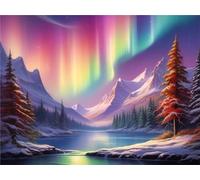 WEEPEF Pintura Diamante Punto de Cruz Kit Paisajes Aurora Boreal Round Diamond Painting, Diamantes para Manualidades Hogar Decoración Pintura de Diamante, 60x80cm Diamond Painting Kit Completo W-2770