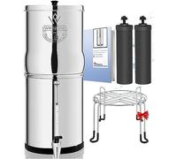 Weeplow® Venus - Sistema de filtración de agua por gravedad AISI 304 con 2 elementos de purificación O'Pure 2, grifo con nivel de agua y soporte de acero inoxidable