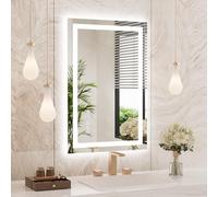 WEER Espejo de baño con Luces LED, Espejo de tocador de Pared de 50 x 70 cm, 3 Colores Regulables, Panel antivaho retroiluminado, Vidrio Templado HD IP44, Vertical u Horizontal