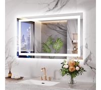 WEER Espejo de baño con Luces LED, Espejo de tocador de Pared de 60 x 100 cm, 3 Colores Regulables, Panel antivaho retroiluminado, Vidrio Templado HD IP44, Vertical u Horizontal