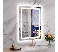 WEER Espejo de baño con Luces LED, Espejo de tocador de Pared de 60 x 80 cm, 3 Colores Regulables, Panel antivaho retroiluminado, Vidrio Templado HD IP44, Vertical u Horizontal