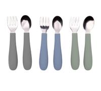 WeeSprout Toddler Utensils 3 Forks 3 Spoons 188 Stainless Steel Food Grade Silicone Thick EasyGrip Handles Perfect Len