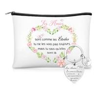 Weewooday Regalo para el Mejor Amigo Bolsa de Maquillaje de la Amistad Llavero con Texto Amies sont Comme Les Étoiles Neceser Portátil Pequeño con Cremallera Regalo de Cumpleaños para Mujer