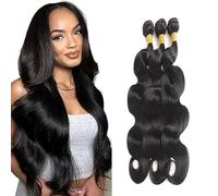 Weeybay Body Wave Human Hair Bundles Cabello Humano Human Hair Extensiones De Pelo Humano Double Weft Weave 50g/Paquete Natural Black Color 22 24 26 Pulgadas