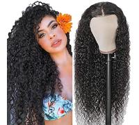 Weeybay Pelucas Mujer Pelo Cabello Humano Natural Curly Wave Human Hair Wig Glueless 4x4 Lace Closure Wig #1B Natural Black Unprocessed Hair Cabello Humano for Woman 32 Inch