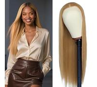 Weeybay Pelucas Mujer Pelo Natural Humano Straight Human Hair Wig Glueless Wear and Go 4X1 Lace Closure Cabello Humano with Baby Hair Honey Blonde Color Bleached Knot 30 Inch