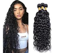 Weeybay Water Wave Human Hair Bundles Cabello Humano Human Hair Extensiones De Pelo Humano Natural Negro Black #1B Color Double Weft Weave 50g/Paquete 18 20 22 Pulgadas