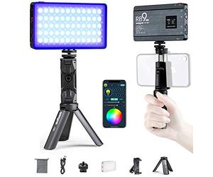 Weeylite RB9 RGB Luz de Video con App Controlar y Trípode, Batería Incorporada Recargable,360 ° a Todo Color,Regulable 2500K-8500K para Cámara,Youtube,Vlogging,Selfie,Conferencia