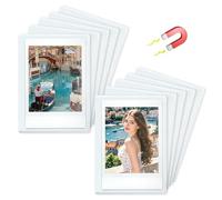 Wefaly Mini Marco de Foto Magnético, 10 Piezas Bolsas Magnéticas para Fotos para películas Polaroid Instax Mini para fotos de 10 x 7 cm Marcos Magnéticos para Armario de Nevera, Blanco