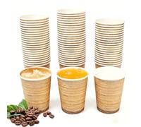 WEFHEF 100PCS Vasos de Papel 250ml, Vaso de Cartón con Diseño de Madera, Tazas de Bebidas de Papel para Bebidas Calientes y Frías, Taza de Cartón Apilable para Picnics, Bodas, Fiestas y Bautizos
