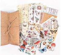 WEFHEF 120PCS Pegatinas Scrapbooking, Pegatinas para Álbumes de Recortes con 4 Cajas de Regalo de Papel Kraft, Scrapbooking Materiales Vintage ara Decoración DIY Álbumes de Recortes y Diario