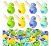 WEFHEF 24PCS Silbatos de Madera para Niños , Silbato Niños con Forma de Pájaro, Silbatos Coloridos de Fiesta de 4 Colores, Silbato de Madera de Pájaros Lindo para Fiesta de Cumpleaños, Regalos