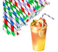 WEFHEF 300PCS Pajitas de Papeles Flexibles 19.7cm, Pajita Papel con Rayas de Colores, Pajitas Reutilizables para Cócteles, Zumo, Bebidas, Pajita Flexible para Navidad Cumpleaños, Bodas y Fiestas