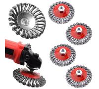 WEFHEF 5PCS Cepillos Alambre Taladro Ø125 mm, Cepillo de Alambre para Taladro M14, Cepillo Alambre Radial Redondo, Cepillo Metalico Limpieza para Pulir/Lijar/Eliminación Óxido/Corrosión/Pintura