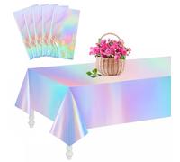 WEFHEF 5PCS Mantel de Plástico Iridiscente, Manteles para Fiesta 274 x 137 cm, Rectangulares, Iridiscentes, Antimanchas e Impermeables, Manteles Holográficos Láser para Bodas, Recepciones y Fiestas