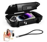 WEFHEF Caja Fuerte Pequeña, Cajas Fuertes Portátil con Cable de Acero extraíble, Caja de Seguridad con Código Impermeable y Antirrobo, Mini Cajas Fuerte Ignifuga para Viajes, Playa, Camping y Piscina