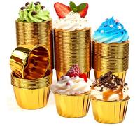 WEFHEF Moldes Magdalenas Papel, moldes de papel para cupcakes, Tazas de Papel para Hornear Taza de Magdalena para Muffins, Tazas de Pastel, Cumpleaños, Bodas, Fiesta (dorado*100pcs)
