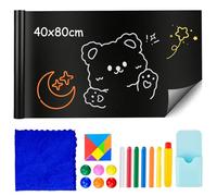 WEFHEF Pizarra Magnética 80x40cm, Pizarra Adhesiva Pared Negra, Pizarra Magnetica Infantil pared con 6 Tizas de Colores, 1 Paño y 4 Imanes y 1 Puzzle de Colores y 1 Caja para Escuela, Oficina y Hogar