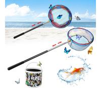 WEFHEF Red de Mariposa Telescópica, Red de Pesca para Niños Extensible 65 cm a 145 cm, Red Atrapa Insectos con Cubo Batidor Plegable de 3L, Redes Telescópicas para Niños para Atrapar Insectos, Pesca