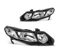 WEFOLCC Conjunto De Faros Delanteros Para Civic Sedán De 4 Puertas 2006-2011 Carcasa Negra Reflector Ámbar(Black)