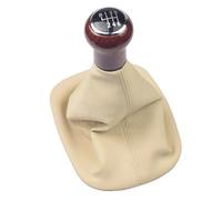WEFOLEN Para VW Para Passat B5 B5.5 1997-2005 5/6 Velocidad Manual Coche Styling Pomo Palanca Cambio Polaina Bota Cubierta Negro Beige(Beige 6 Speed)