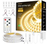 Wefomey Tira LED 40M Blanco Cálido 3000K Regulable 24V Pegatina 2835 Blanco Flexible 1920 LED con Fuente de Alimentación y Control Remoto RF para Interior, Hogar