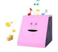 WeFoonLo Moneda de la Novedad Dinero Comiendo Musical Face Bank Ahorro de Dinero automático Colección Piggy Bank para Niños (Pink Flat)