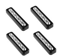 WeFoonLo Pack de 4, DIY Stick-on 5 LED Touch Tap Luces Push Night Light para Armarios, Armario, Pasillo, Escaleras, Áticos, Garajes, Coche, Galpones, Bodega (Negro)