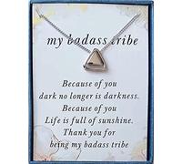 WEFRIN Collar con colgante geométrico de tribu Thank You for Being My Badass para mujeres y niñas, cadena de clavícula simple para mejores amigos con caja de regalo y tarjeta, S, Metal, no conocido,