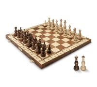 Wegiel Legate - Juego de ajedrez de madera de lujo para adultos y niños, 18 pulgadas hecho a mano con madera de haya y abedul de alta calidad, diseño plegable único con almacenamiento de piezas de