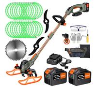 WeGofly Wacker eléctrico de 13 pulgadas, cortadora de cuerda inalámbrica 4 en 1, cortadora de césped, cortadora de césped, cortadora de cepillo para polvo con engranajes de acero, 2 baterías y
