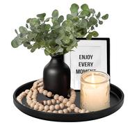 WEGREAT Bandeja redonda negra de 26,8 cm: soporte para velas, bandeja decorativa con textura mate, bandejas decorativas para velas de masa, organizador de mesa de café para portavelas