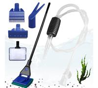 WEGREAT Kit de limpieza de acuario 5 en 1: Accesorios de acuario con sifón de cambio de agua y 5 herramientas de limpieza extraíbles, juego de acuario y reemplazo de agua