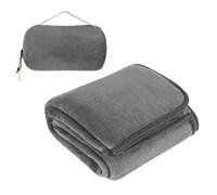 WEGREAT Manta de viaje ultraligera y cálida, 127 x 152 cm, cojín 2 en 1, manta para avión, ultraligera, plegable, para camping, para viajes, tren, avión, coche, campamento, gris