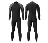 WEHAM Traje de Neopreno con Capucha de Neopreno de 3mm para Hombre, Cierre Frontal de Cuerpo Completo para Mantener el Calor Traje de Buceo Subacuático Surf Pesca submarina,Gris,L
