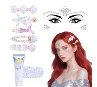 Wehhbtye 7 pinzas para el pelo de sirena con brillantina, clip de pelo de estrella de mar y gel, juego de accesorios de disfraz de sirena para mujeres y niñas, cosplay, Halloween, playa, suministros