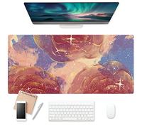 Wehilio Alfombrilla de ratón XXL grande para gaming, 900 x 400 x 4 mm, con estampado floral fresco, protector de escritorio con bordes cosidos, para jugadores, oficina y hogar