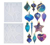 Wehous 2PCS Christmas Resin Molds, Christmas Pendant Keychain Silicone Mold, Christmas Ornament Molds for Epoxy Resin Casting, DIY Resin Accessories Jewelry Art Craft Home Xmas Decor GiftL8