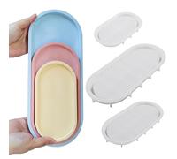 Wehous 3 moldes de silicona ovalados, bandeja de diferentes tamaños, molde de resina para hormigón, moldes de almacenamiento para resina epoxi, contenedor de fundición de velas, joyas, platos,