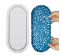 Wehous Molde de bandeja de resina grande, moldes ovalados de 13 pulgadas, moldes de bandeja de silicona grandes con bordes, moldes de silicona para resina epoxi, platos de contenedor de joyería para