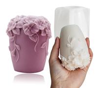 Wehous Moldes de velas de flores para hacer velas, moldes de silicona de cilindro de vid de flores 3D para jabón de velas de resina, moldes de decoración de pasteles de chocolate, moldes de resina