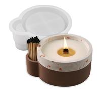 Wehous Portavelas grande de resina de silicona para cemento y hormigón, recipiente único para velas, soporte para joyas, recipiente redondo, recipiente para manualidades, decoración